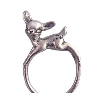 Deer Ring      cute adorable jewelry kawaii bambi silver gold small standing