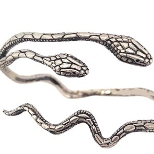 Snake Bracelet    Two Headed Cuff Conjoined silver gold serpent