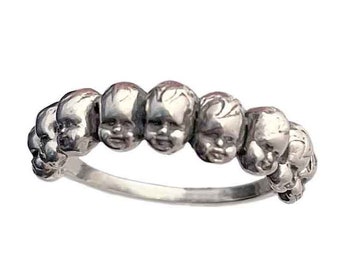 Doll Head Ring         eternity silver gold odd oddity creepy cute