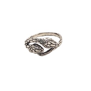 Snake Ring two heads headed silver gold serpent conjoined image 3
