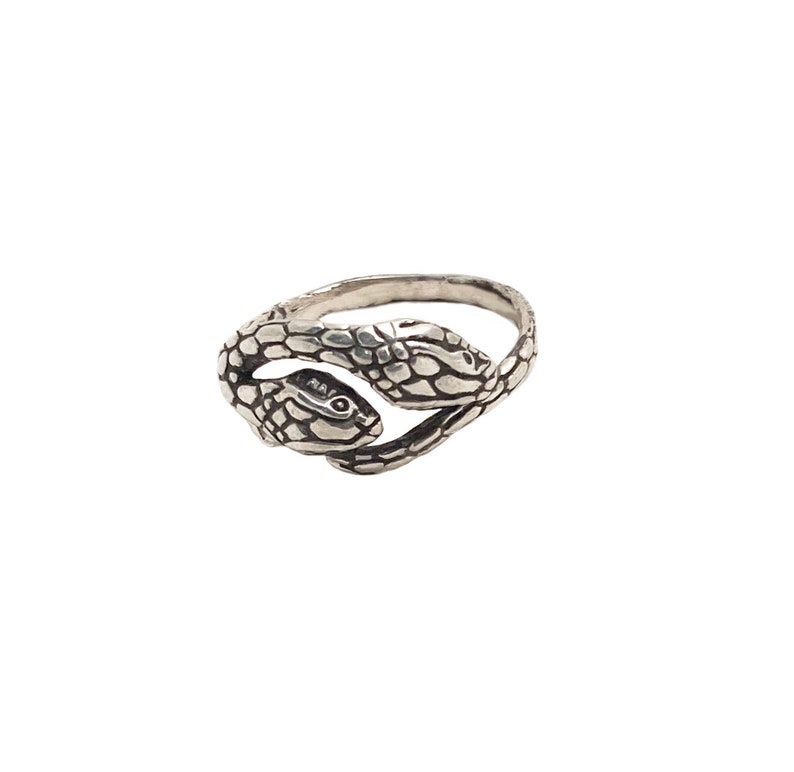 Snake Ring two heads headed silver gold serpent conjoined image 3
