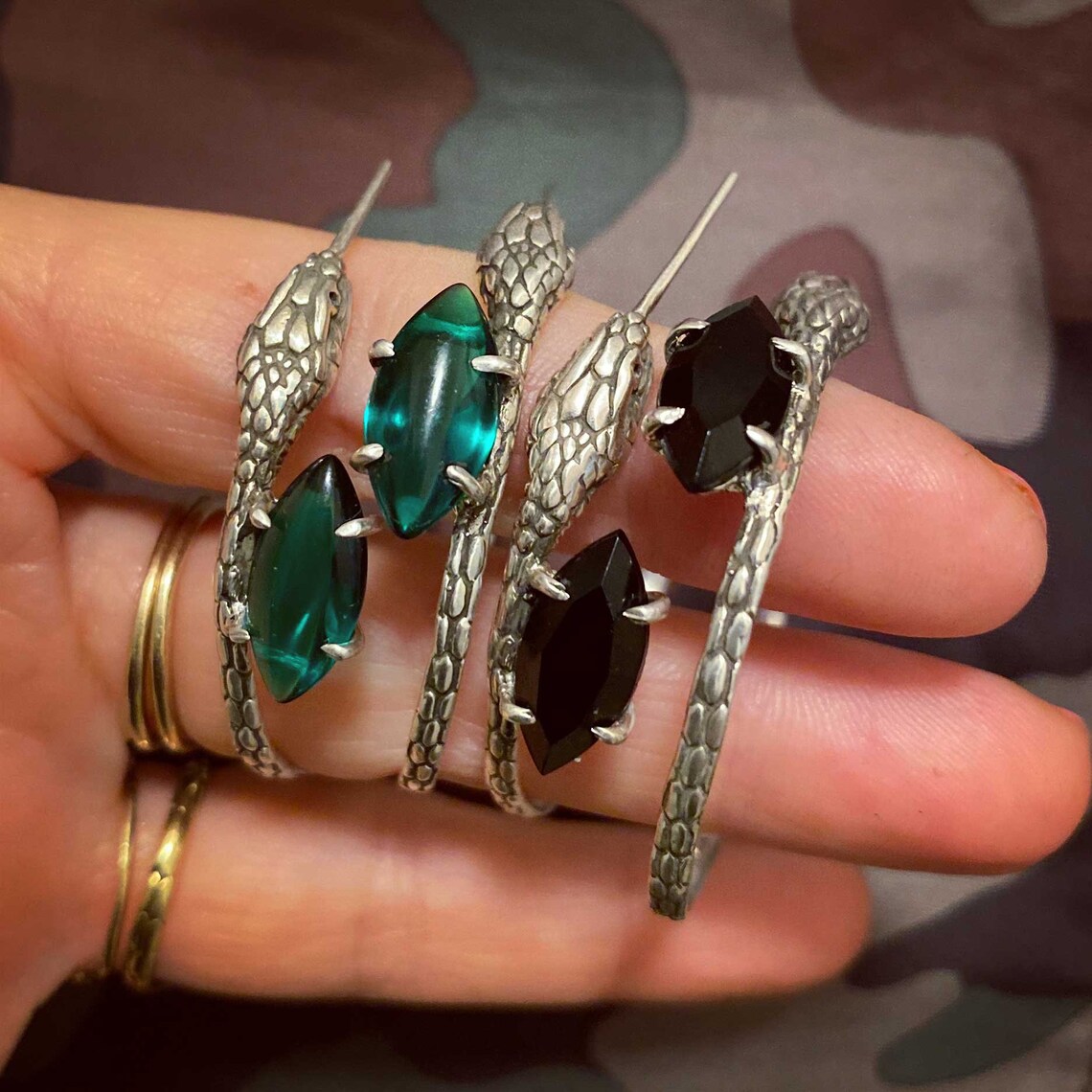 Charmed Serpent Hoop Earrings 9K