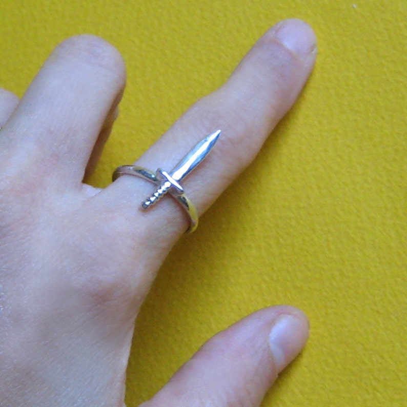 Sword Ring silver gold stacking jewelry image 2