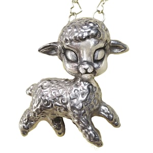 Lamb Necklace sheep pendant charm silver gold