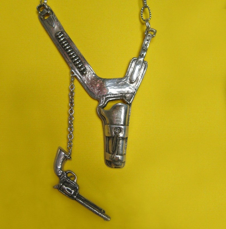 Gun Necklace Holster Pendant Charm Silver Gold Jewelry Etsy
