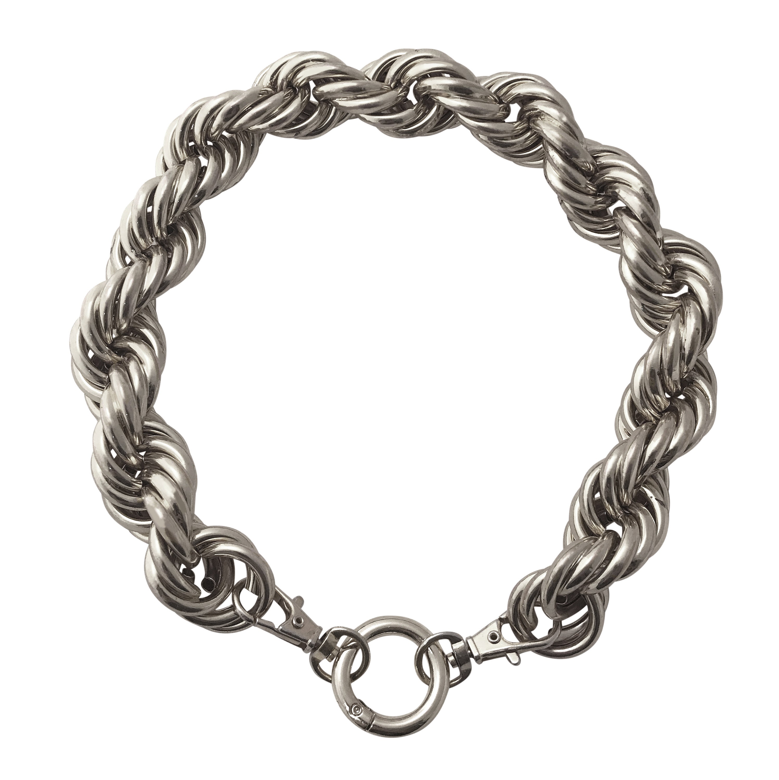 Dog Collar Silver rope chain large big huge dookie necklace pug pitbull French bulldog English pit boxer