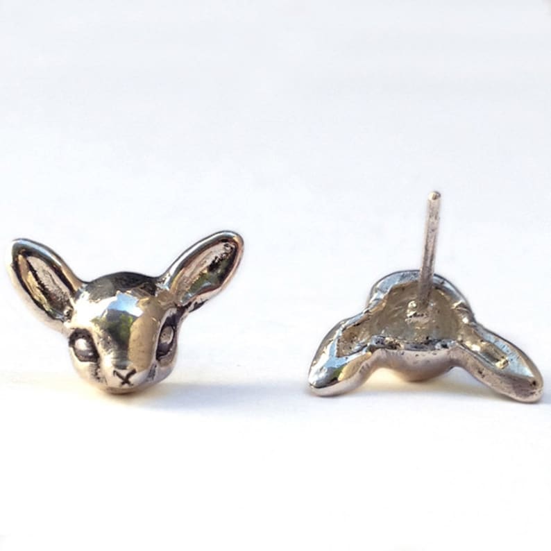 Deer Earrings studs post bambi fawn silver gold jewelry STERLING SILVER