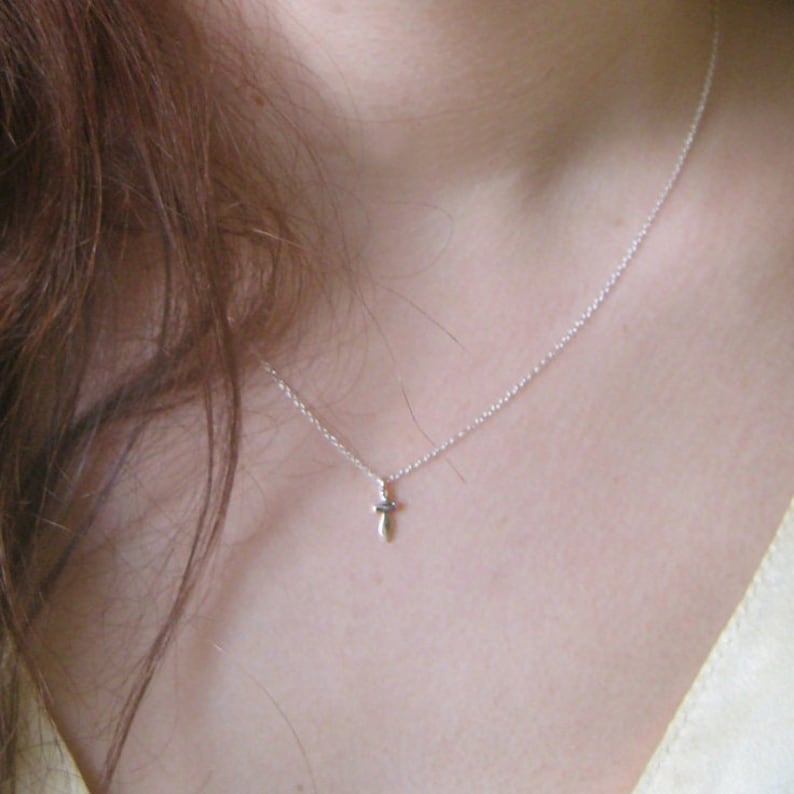 Sword Necklace tiny silver jewelry knife gold small dainty image 3