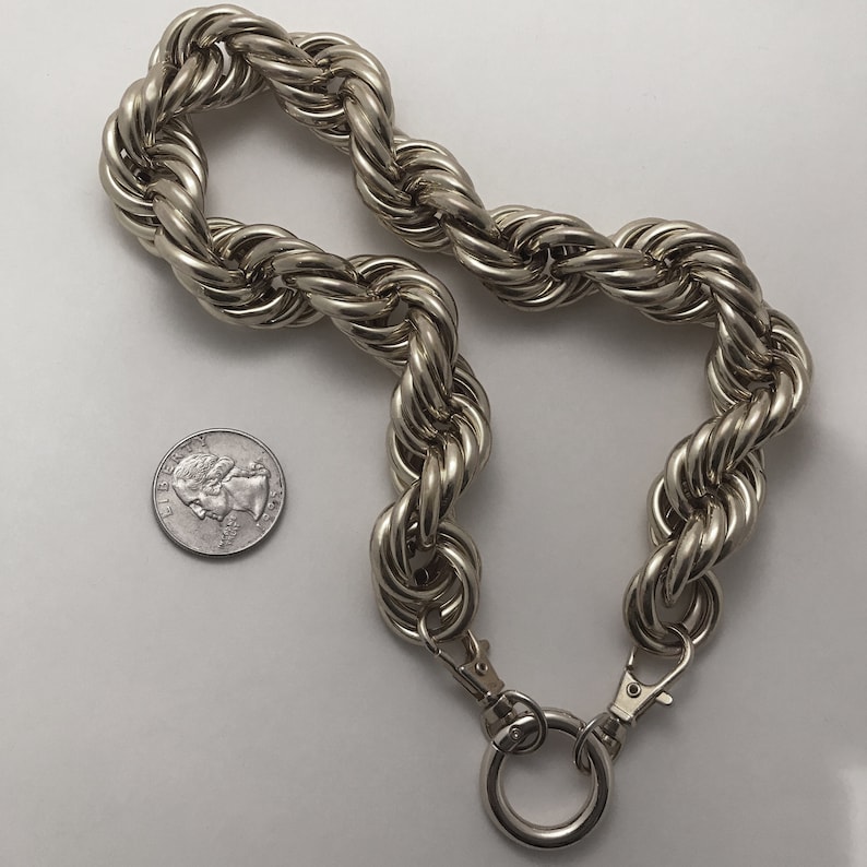 Dog Collar Silver Rope Chain Large Big Huge Dookie Necklace Etsy