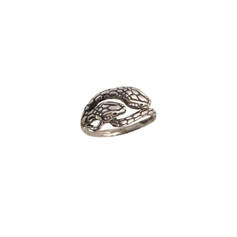 Snake Ring two heads headed silver gold serpent conjoined image 1