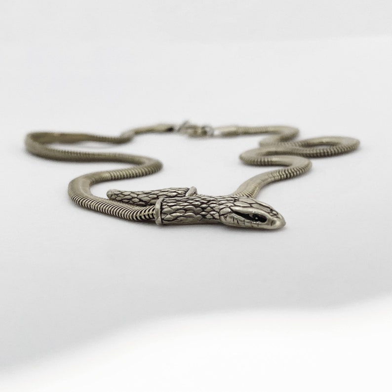 Snake Chain Necklace Silver Serpent Etsy