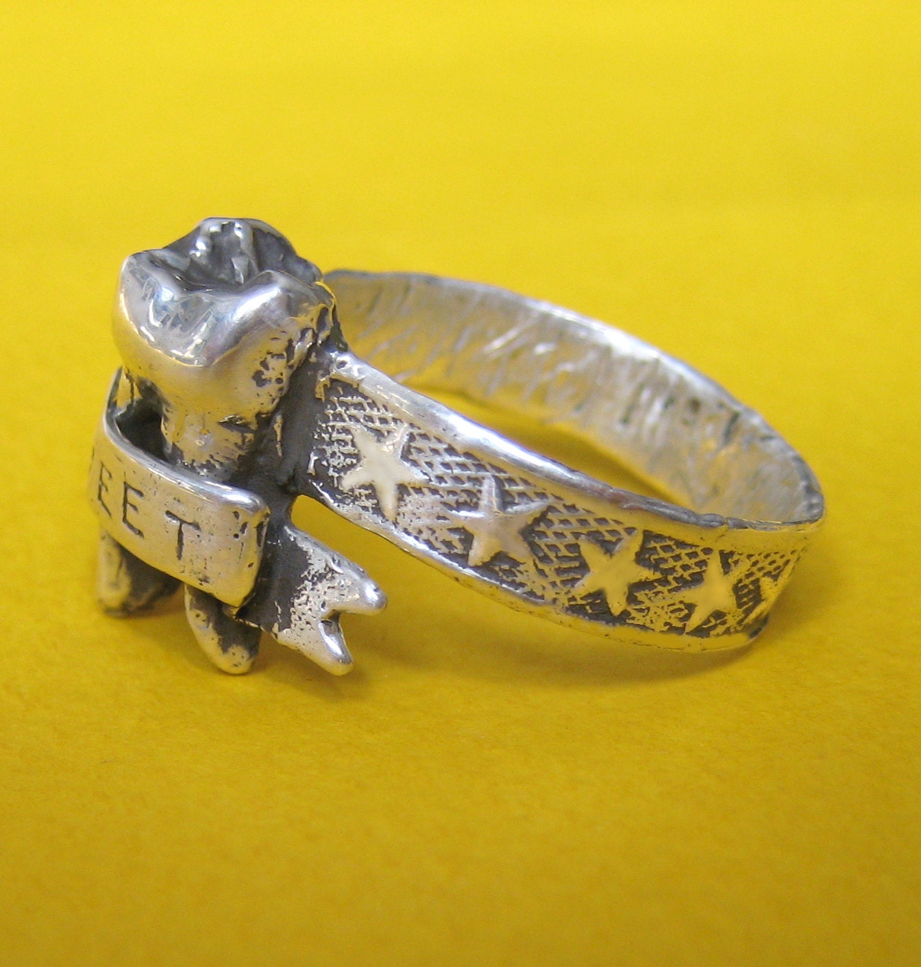 Tooth Ring Sweet Silver Gold Jewelry Anomaly Etsy