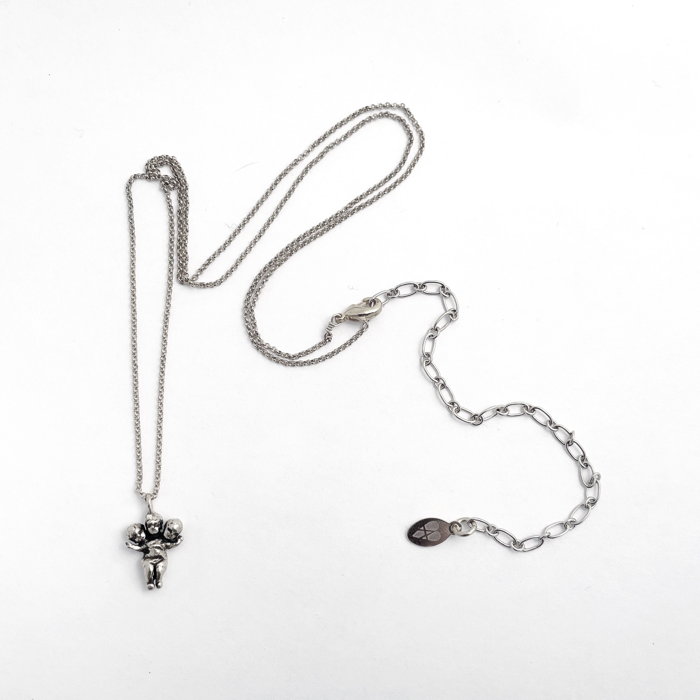 Tiny Baby Doll Necklace with Three Heads silver Etsy