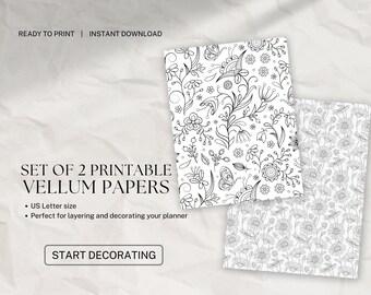 Set of 2 PRINTABLE Vellum Papers | US Letter | Planner Decoration