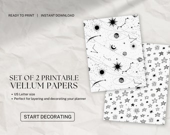 Set of 2 PRINTABLE Vellum Papers | US Letter | Planner Decoration