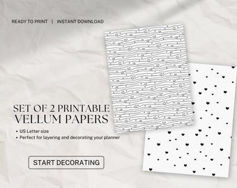 Set of 2 PRINTABLE Vellum Papers | US Letter | Planner Decoration