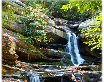 Hidden Falls, Hanging Rock State Park, North Carolina Photography - Home Decor Fine Art Print or Note Cards