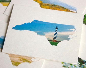 North Carolina Photography Note Card Set - NC Shape Fine Art Stationary, Blank Note Cards, Tar Heel State