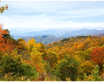 Green Knob Overlook View, Blue Ridge Parkway in Autumn, North Carolina Photography - Mountains Home Decor - Fine Art Print or Note Card Set