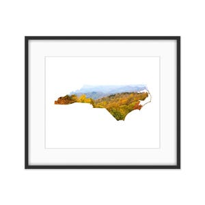 NC Map Art - Blue Ridge Parkway View - North Carolina Autumn Mountains Photography Home Decor Fine Art Print or Note Cards
