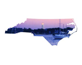 NC-form - Ocracoke Harbor Light - North Carolina Outer Banks Photography Heminredning Konsttryck eller anteckningskort