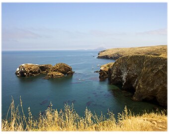 Fotografía de la isla de Santa Cruz, sur de California: decoración de hogar de costa accidentada y playa, impresión artística o tarjetas de notas