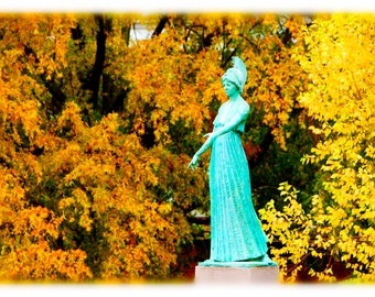 UNC Greensboro Minerva in Autumn, North Carolina Photography - UNCG Home Decor Fine Art Print of notitiekaartenset
