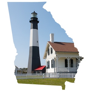 GA Shape - Tybee Island Light - Georgia Coastal Photography Home Decor Fine Art Print or Note Cards