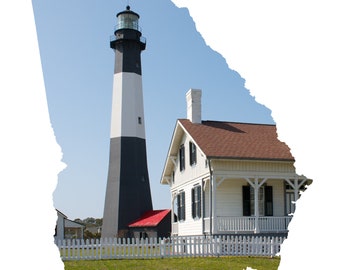 GA Shape - Tybee Island Light - Georgia Coastal Photography Home Decor Fine Art Print or Note Cards