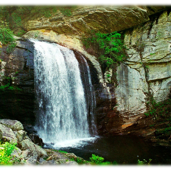 Looking Glass Falls, North Carolina Photography - Waterfall, Blue Ridge, Appalachian Mountains Home Decor Fine Art Print or Note Cards