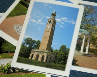 UNC-Chapel Hill Photography Note Cards - Ensemble de 4 photos différentes - University of North Carolina Fine Art Stationery