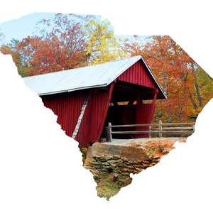 SC Shape - Campbell's Covered Bridge - South Carolina Photography Home Decor Fine Art Print of Note Cards