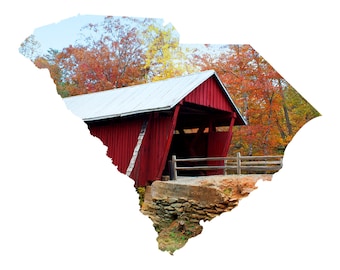 SC Form - Campbell's Covered Bridge - South Carolina Fotografie Home Decor Fine Art Print oder Grußkarten