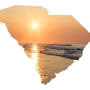 SC Shape - Beach Sunset - South Carolina Photography Home Decor Fine Art Print of Notitiekaarten