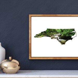 NC Shape - Mountain Stream - North Carolina, Great Smoky Mountains Photography Home Decor Fine Art Print or Note Cards