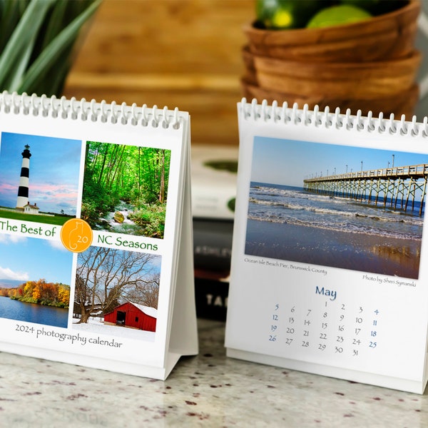 Sale - 1/2 Off! NC Seasons 2024 Calendar - North Carolina Nature Photography Calendar, Spiral Bound Desk Calendar