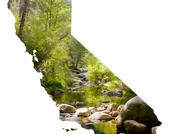 CA Map Art - Mountain Stream
