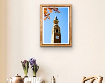 UNC-Chapel Hill Bell Tower and Fall Leaves, North Carolina Photography - UNC-CH, College Home Decor Fine Art Print or Note Card Set