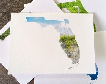 Florida Photography Note Card Set - FL Shape Fine Art Stationary, Blank Note Cards, Sunshine State