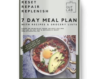 Plan de alimentación de 7 días de Gut Lab: Reinicio intestinal con recetas y listas de la compra