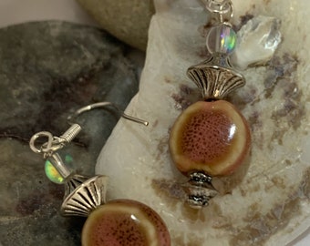 Warm Earthy Sand Bead Earrings