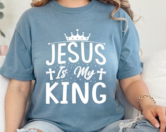 Jesus är min kung t-shirt kristen t-shirt Jesus är kung skjorta kristen damskjorta kristen herrskjorta Kung Jesus skjorta kors