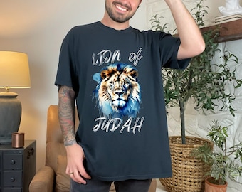 Unisex-T-Shirt „Löwe von Juda“, christliches T-Shirt, Löwen-Shirt, Tier-Shirt, Herren-T-Shirt, Damen-T-Shirt, glaubensbasierte Kleidung, grafische Komfortfarben
