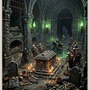 Póster de arte de la Cripta del Nigromante, arte mural de fantasía oscura, decoración para sala de juegos de rol de mesa, regalo para Dungeon Master inspirado en D&D, lámina de la Cripta de los No Muertos