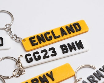 Personalised 3D Number Plate Keyring - Name Keychain - Car Number Plate Reg - New Pass Driver - Registration, Gift for New Driver