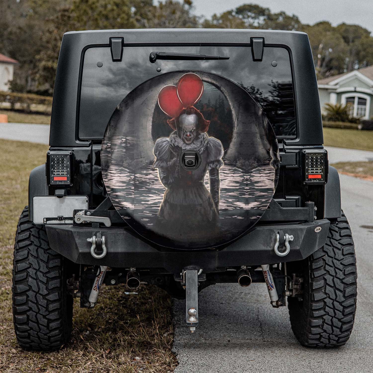 Red Balloon Halloween Horror Spare Tire Cover
