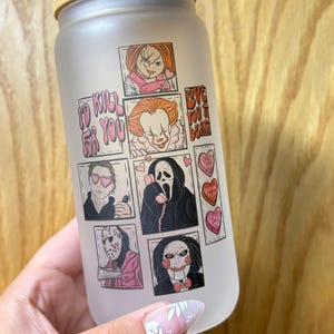 Vaso de vidrio esmerilado de 16 oz de Horror Boys
