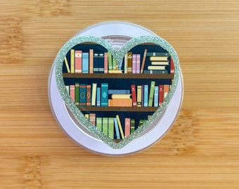 Heart Bookshelf Magnetic Grip | Kindle & Phone Holder, Compatible With MagSafe Devices