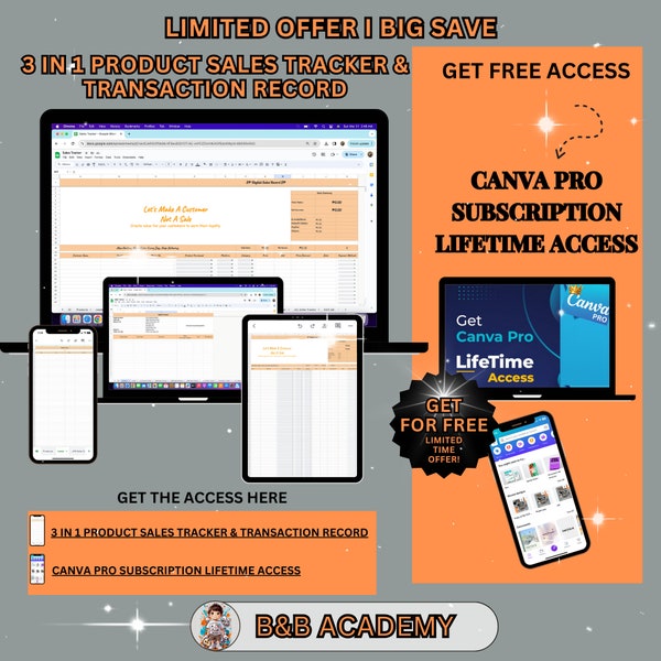 Registro de seguimiento y transacciones con acceso GRATUITO de por vida a Canva Pro