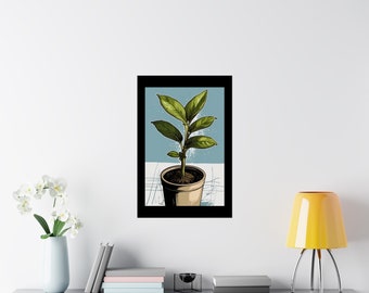 Minimalist Vintage Flower Painting, Plant Drawing, Nature Print